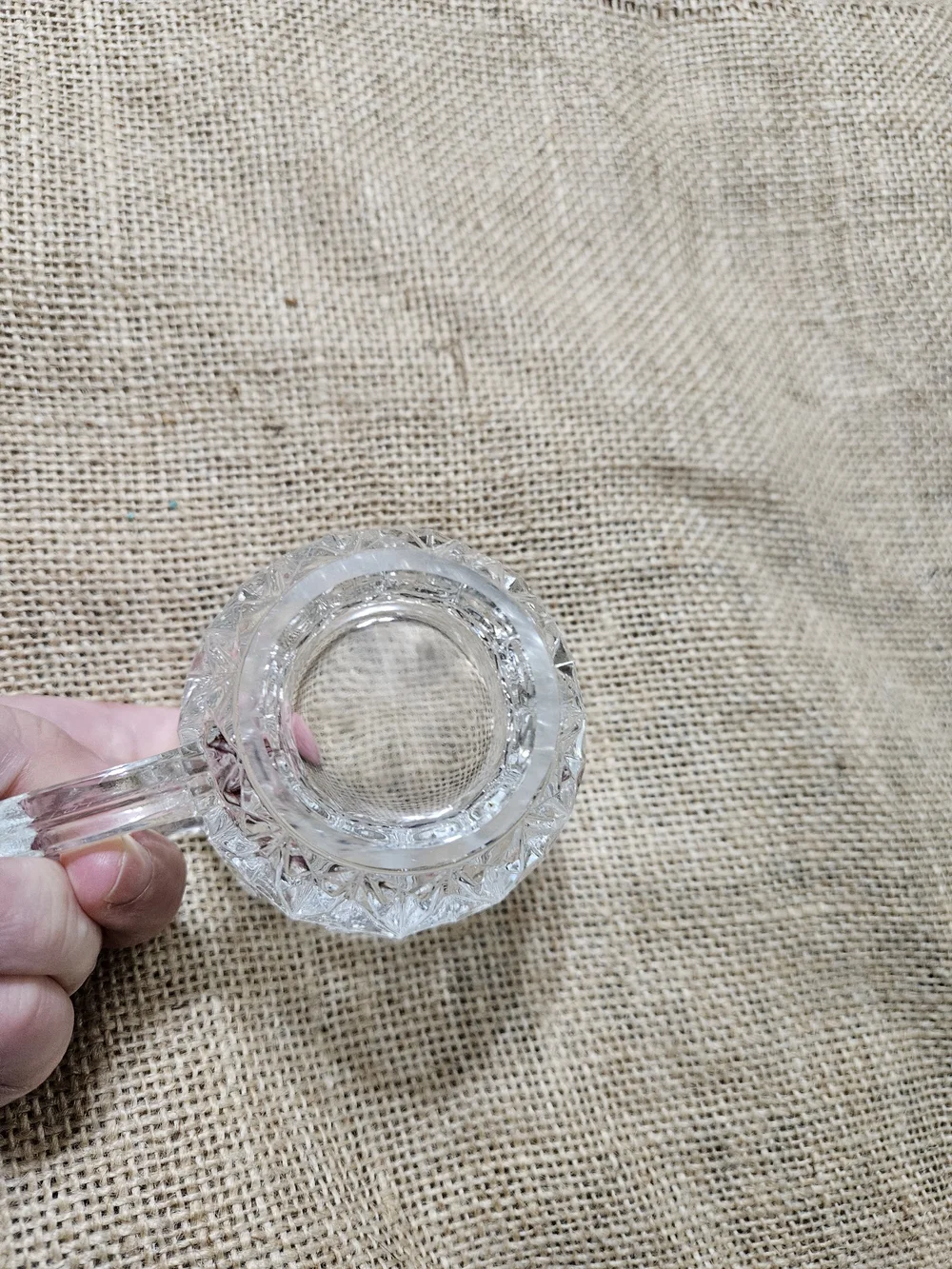 Clear Crystal Glass Creamer Pitcher - Classic Faceted Design
